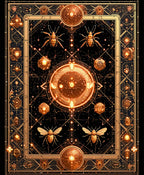 Abstract Geometric Gold Insect Pattern Rug