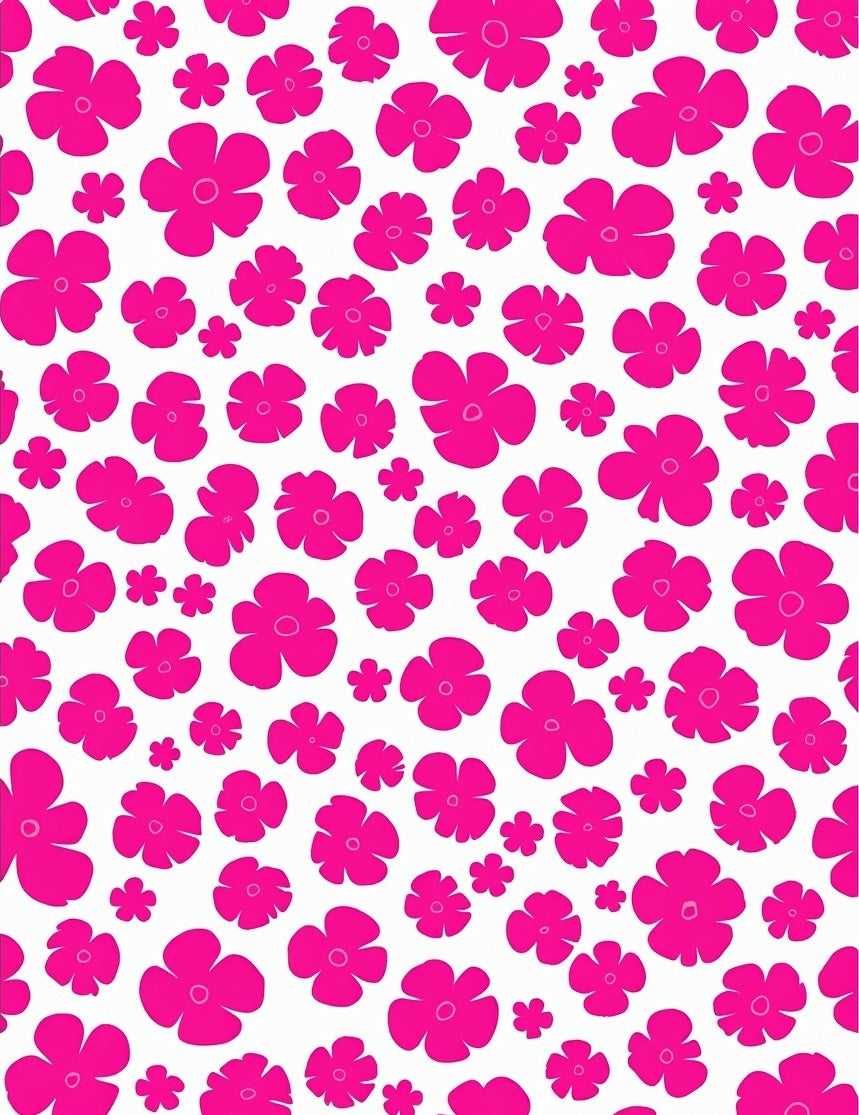 Vibrant Pink Flower Pattern Rug