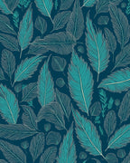 Elegant Teal Feathers Pattern Design Rug