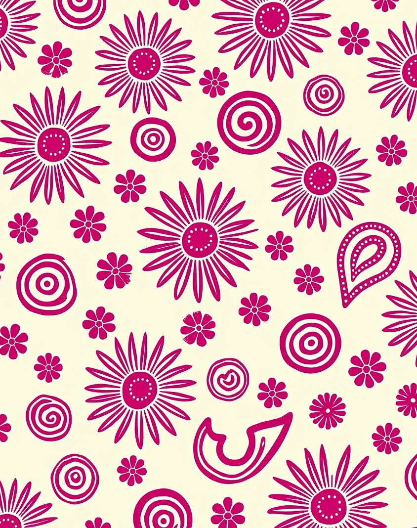Charming Pink Flower Swirl Pattern Rug
