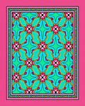 Bright Teal Mid Century Starburst Rug