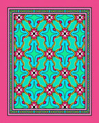 Bright Teal Mid Century Starburst Rug
