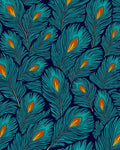 Opulent Teal Feather Pattern Rug