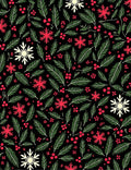 Festive Red Snowflakes Pine Berries Rug