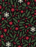 Festive Red Snowflakes Pine Berries Rug