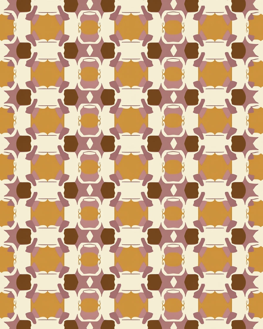 Abstract Geometric Ochre Pattern Rug