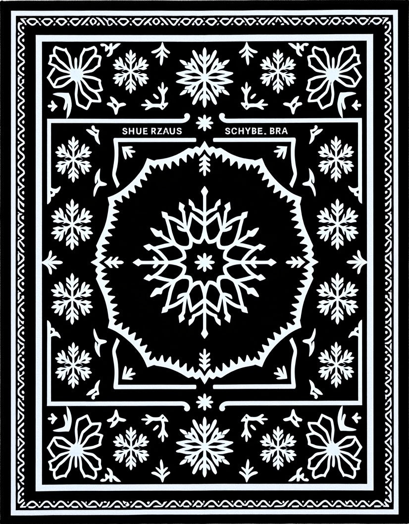 Black White Snowflake Mandala Rug