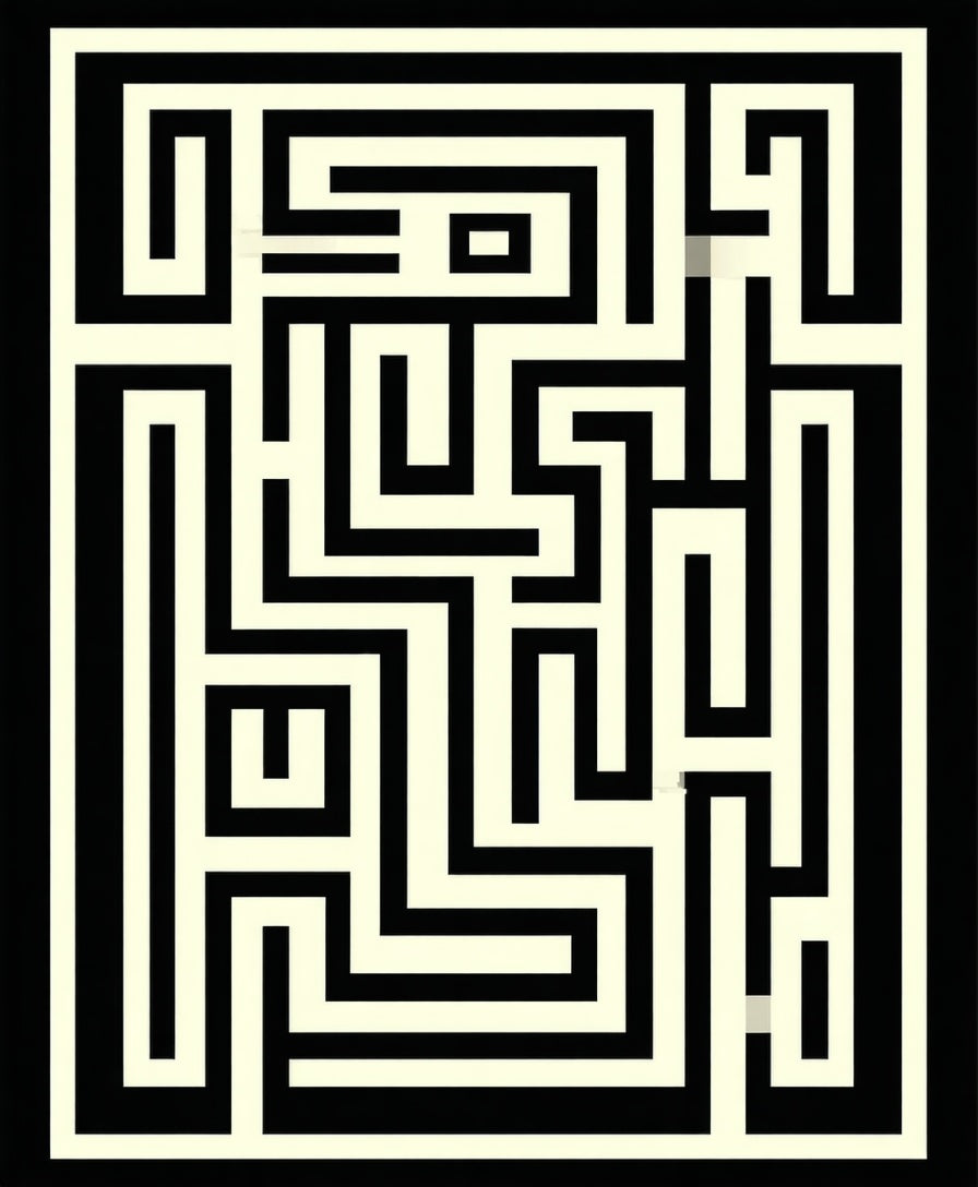 Black Ivory Geometric Maze Rug