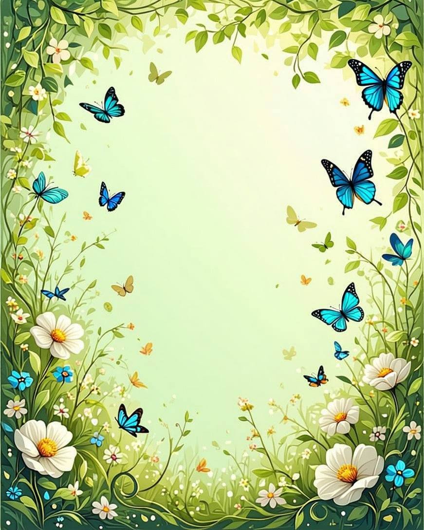 Whimsical Butterflies Floral Meadow Pattern Rug