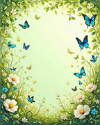 Whimsical Butterflies Floral Meadow Pattern Rug