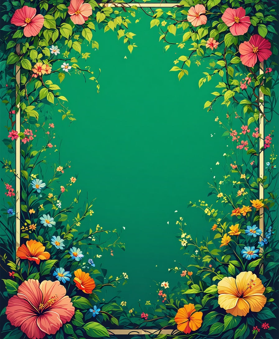 Vibrant Floral Garden Border Design Rug