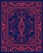 Classic Red Floral Ornate Print Rug
