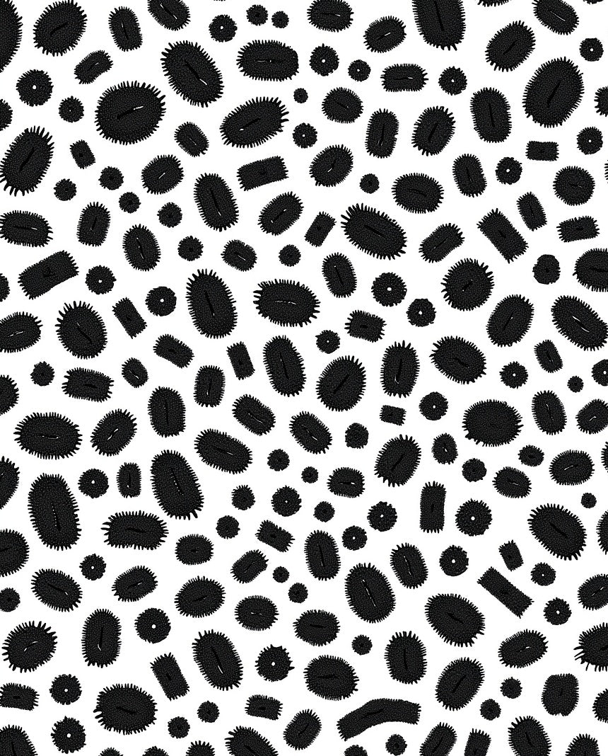 Black Abstract Organic Shapes Rug