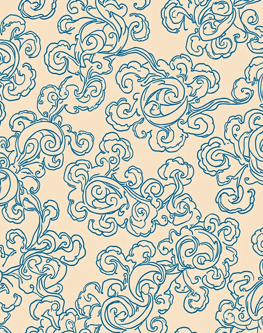 Elegant Blue Swirl Cloud Pattern Rug