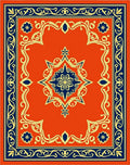 Bold Red and Navy Geometric Design Rug