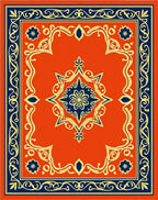 Bold Red and Navy Geometric Design Rug
