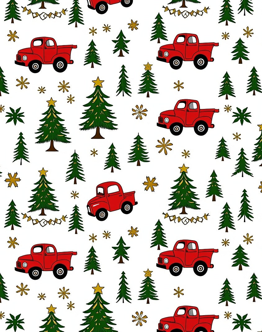 Red Trucks And Evergreen Trees Rug
