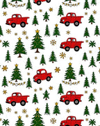 Red Trucks And Evergreen Trees Rug