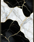 Black White Gold Marble Pattern Rug