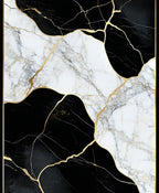 Black White Gold Marble Pattern Rug