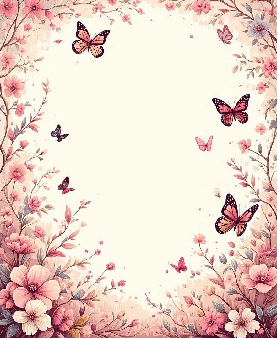 Floral Butterfly Meadow Design Rug