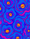 Cosmic Swirling Blue Planet Rings Rug
