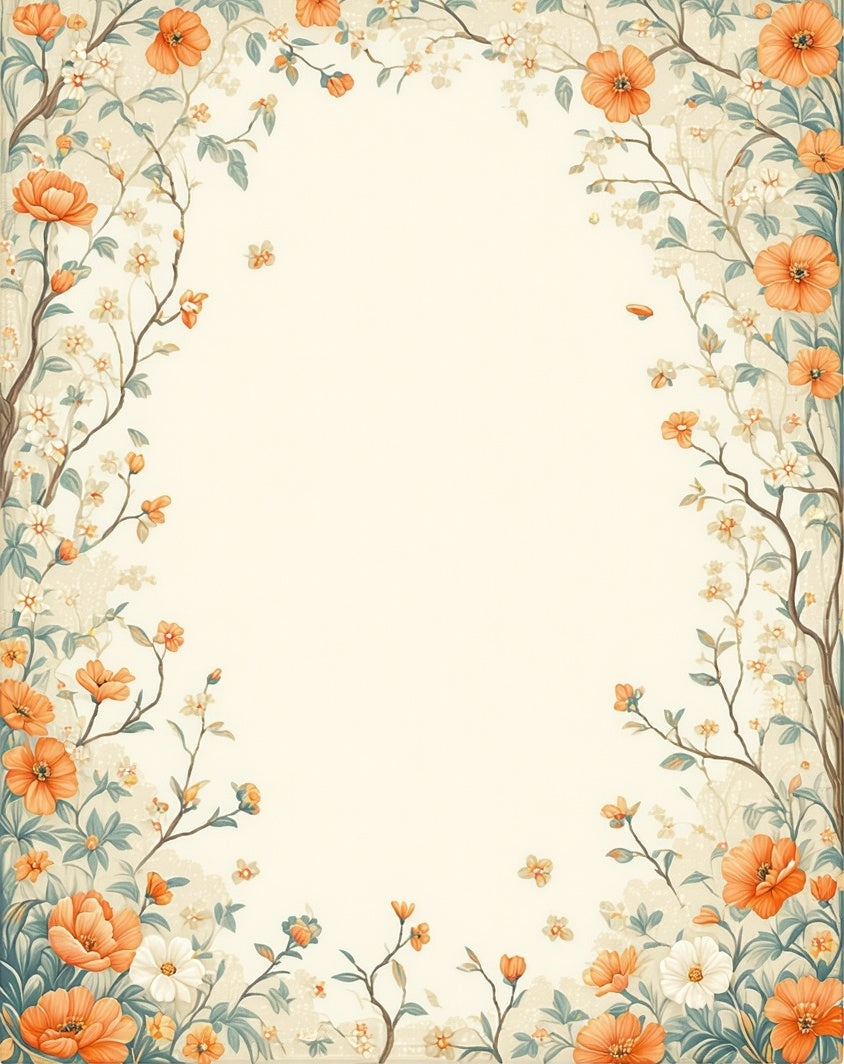 Orange Blossom Vine Pattern Rug