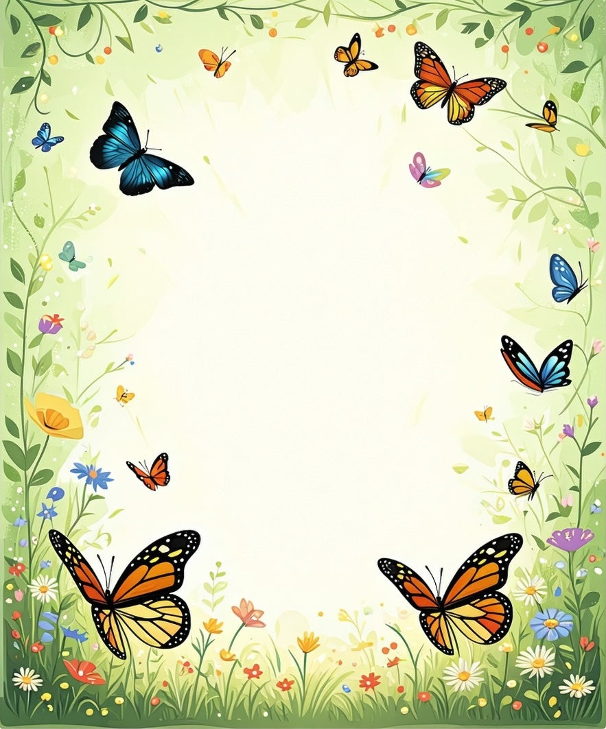 Whimsical Butterfly Garden Pattern Rug