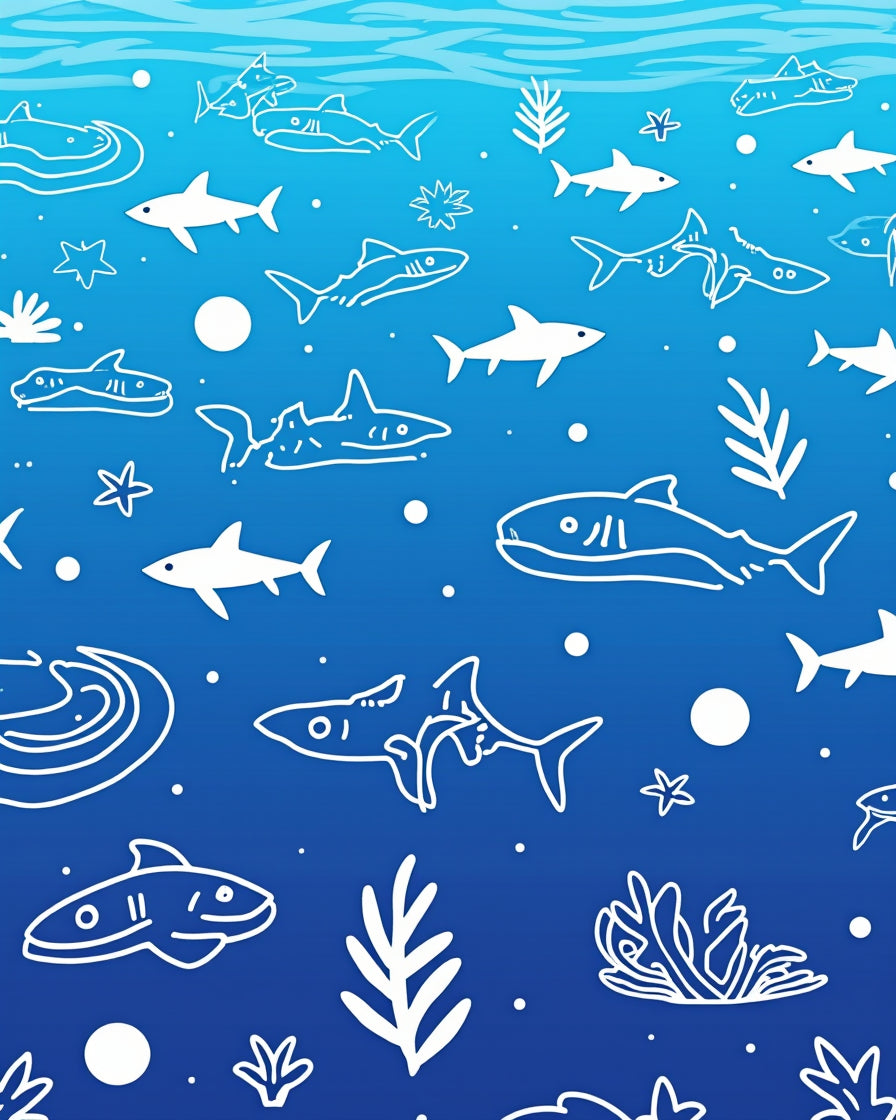 Oceanic Shark Underwater Art Pattern Rug