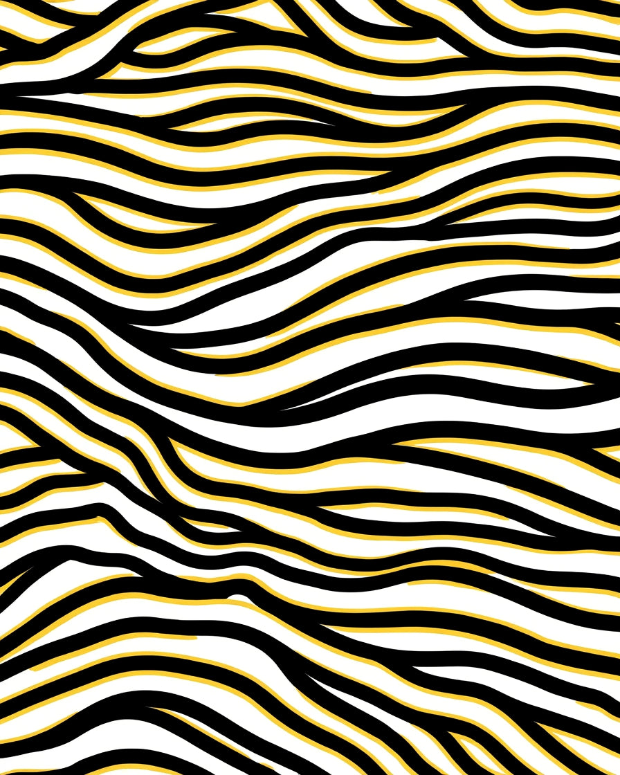Bold Black Yellow Wavy Lines Rug