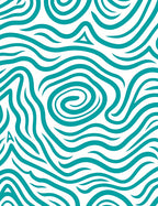 Abstract Teal Swirl Line Pattern Rug