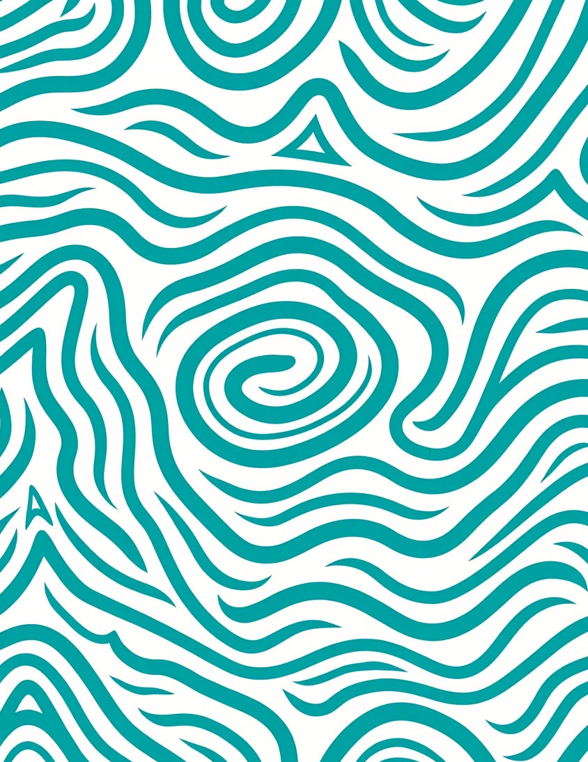 Abstract Teal Swirl Line Pattern Rug