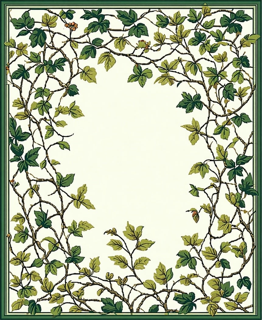 Vine and Leaf Border Design Rug