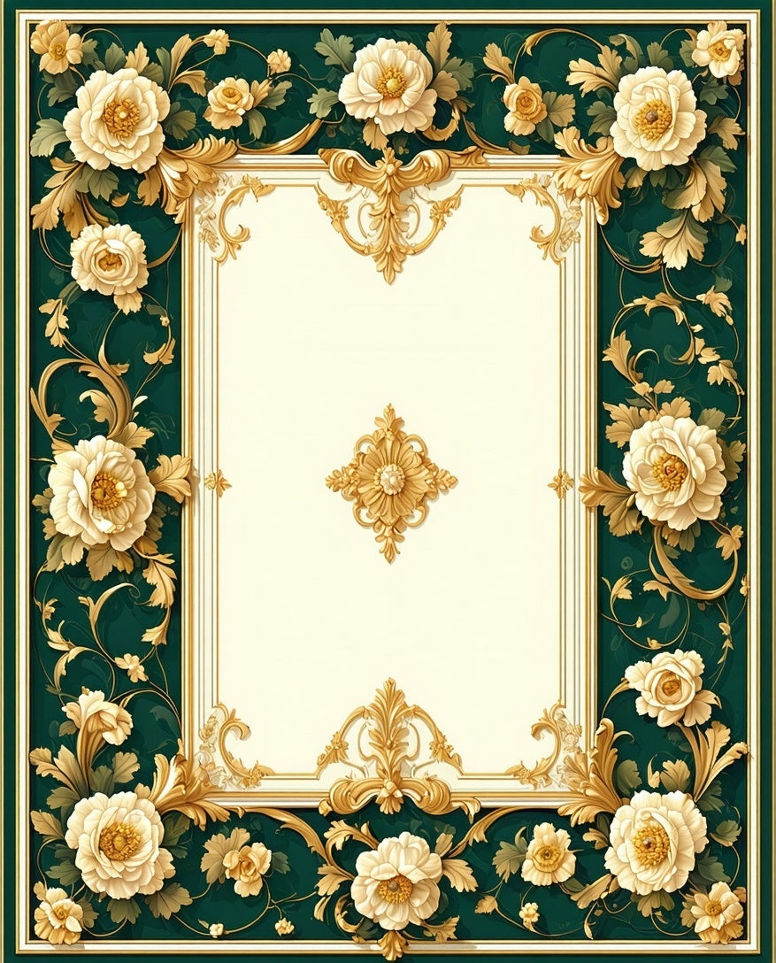Elegant Floral Gilded Scroll Rug