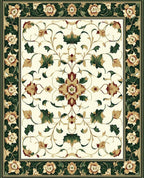 Classic Floral Vines Cream Border Rug