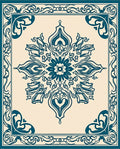 Elegant Teal Floral Scrollwork Rug