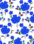 Vibrant Blue Floral Garden Pattern Rug