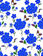 Vibrant Blue Floral Garden Pattern Rug