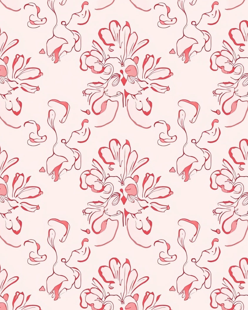 Romantic Floral Outline Pattern Rug