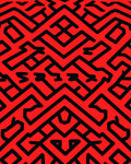 Bold Black Red Maze Pattern Rug