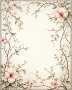 Floral Branches Delicate Pink Blossom Rug