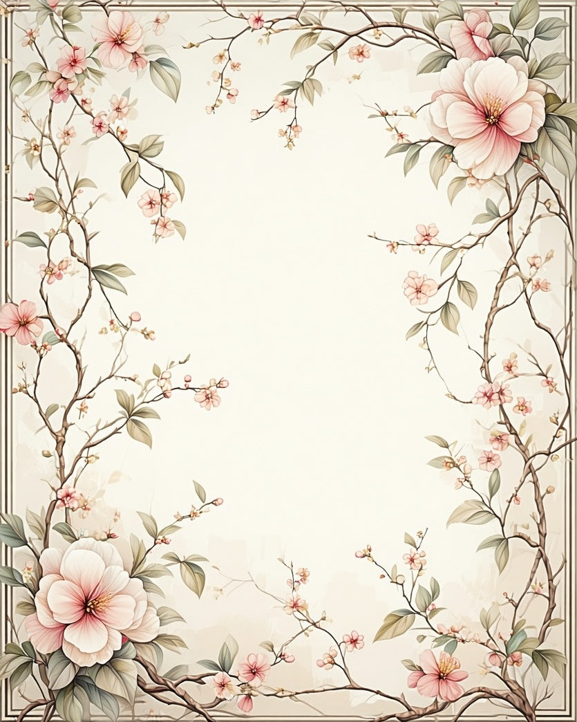 Floral Branches Delicate Pink Blossom Rug