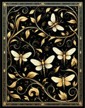 Golden Insect Leaf Art Nouveau Rug