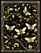 Golden Insect Leaf Art Nouveau Rug