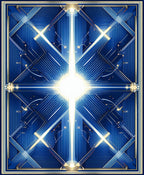 Radiant Blue Geometric Cyberpunk Rug