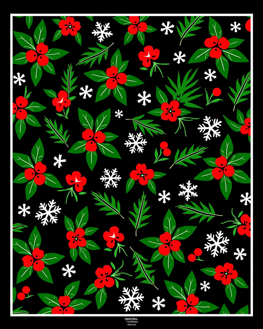 Holiday Holly Berry Snowflake Garden Rug