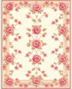 Elegant Pink Floral Botanical Design Rug