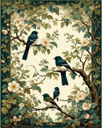Vintage Birds and Blossoms Nature Rug