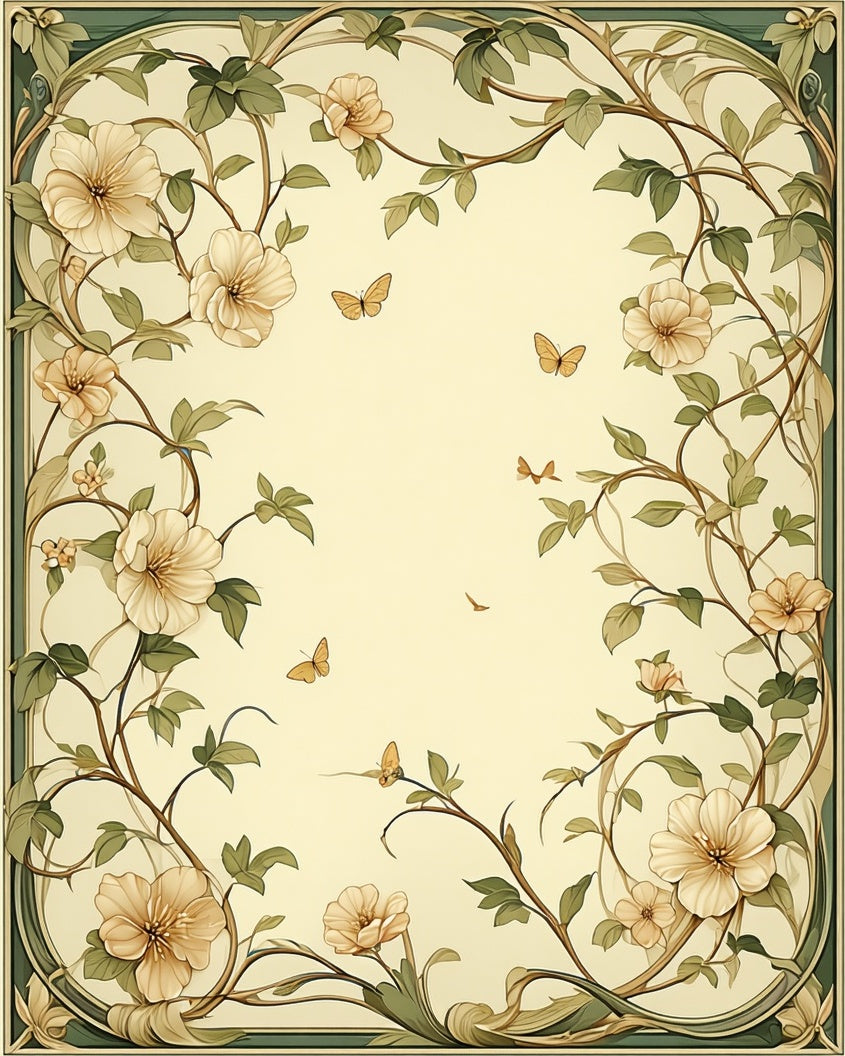 Floral Vines Butterflies Aesthetic Design Rug