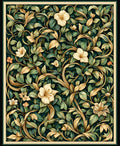 Dark Floral Vine Pattern Rug